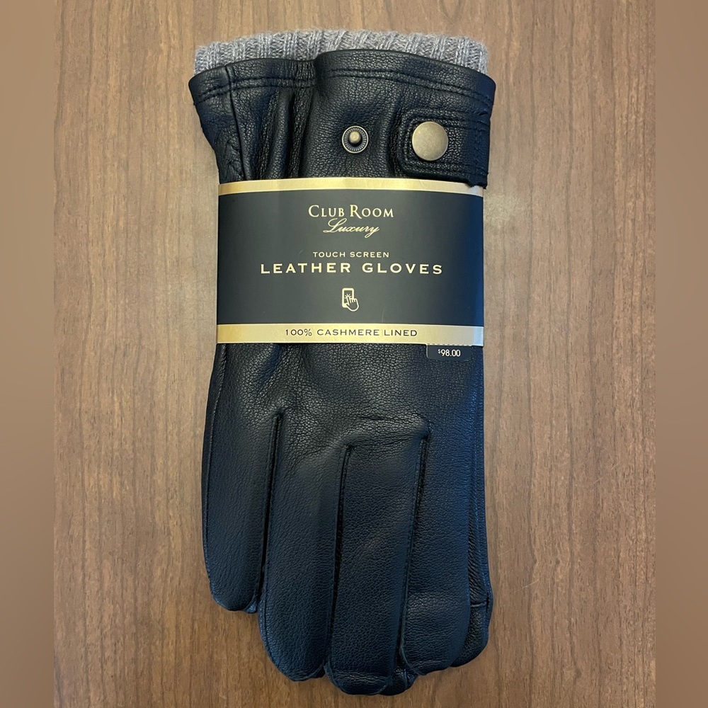 NWT Leather and Cashmere Gloves, XL